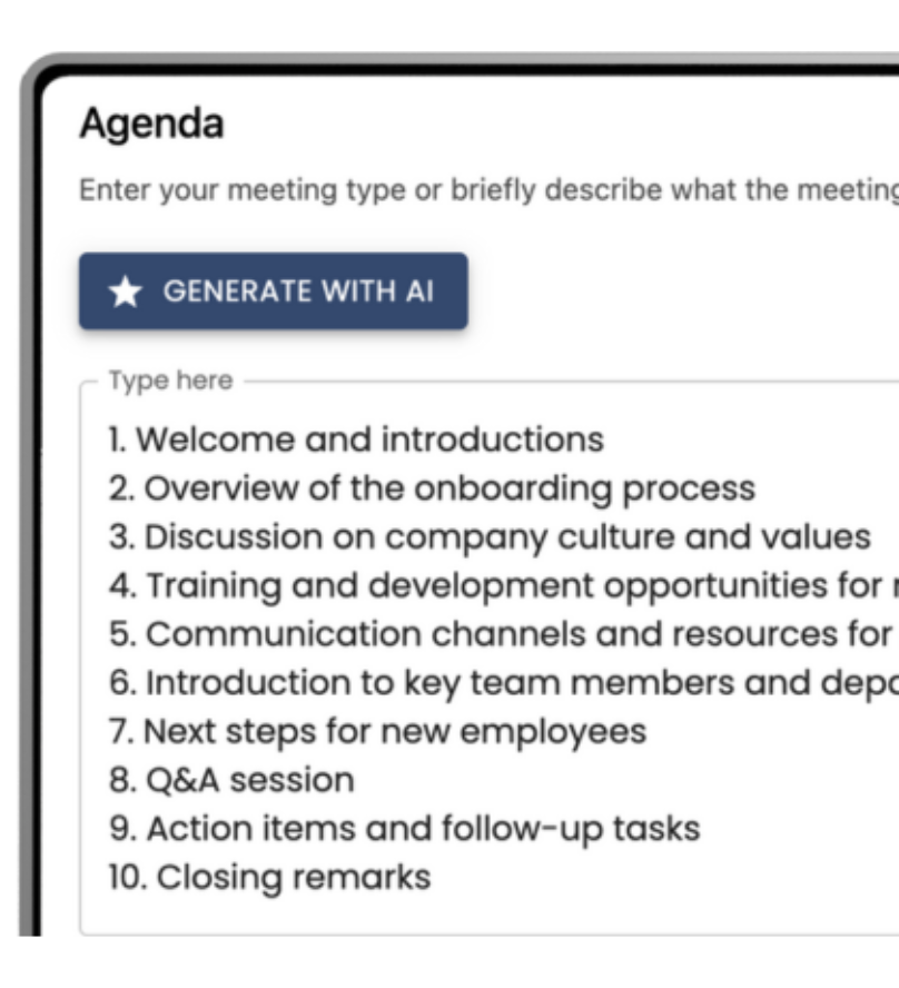 Meeting agenda - Canadian secure meeting platform